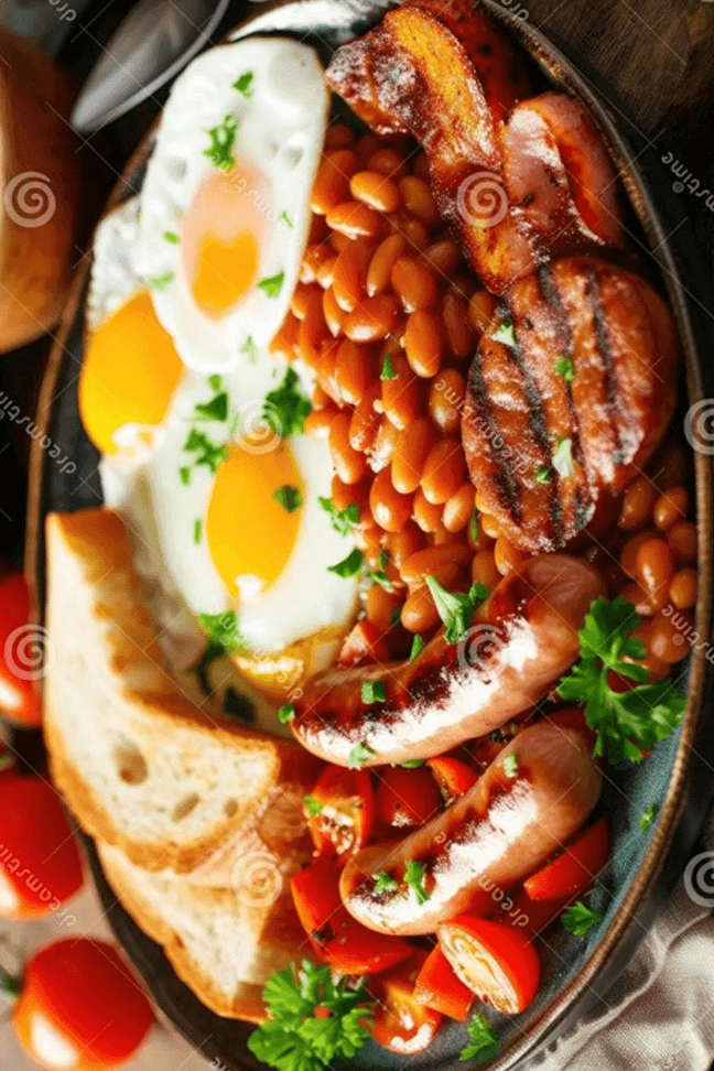 Full English Breakfast (Sausage/Baked Beans/Grilled)